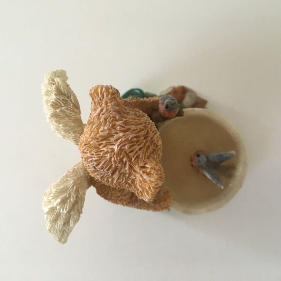 Teddy Angels Bruin & Bluebirds NURTURE & NATURE Birdbath & Birds Figurine 4" - Picture 10 of 11